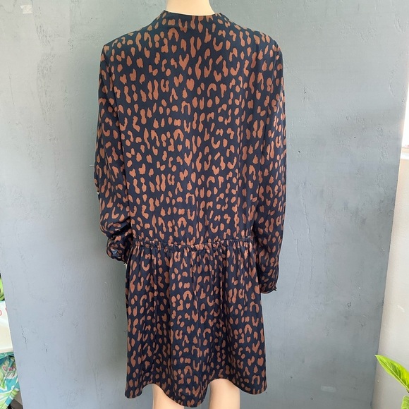 RACHEL Rachel Roy Faux Wrap Cheetah Black and Brown Long Sleeve Dress - Picture 6 of 14